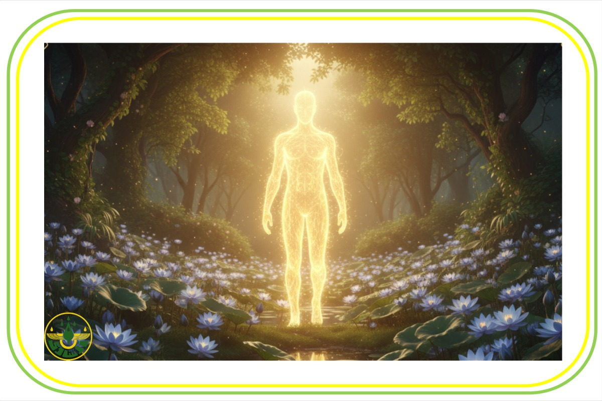 ظهور سوشیانس در میان درختان و گل های نیلوفر