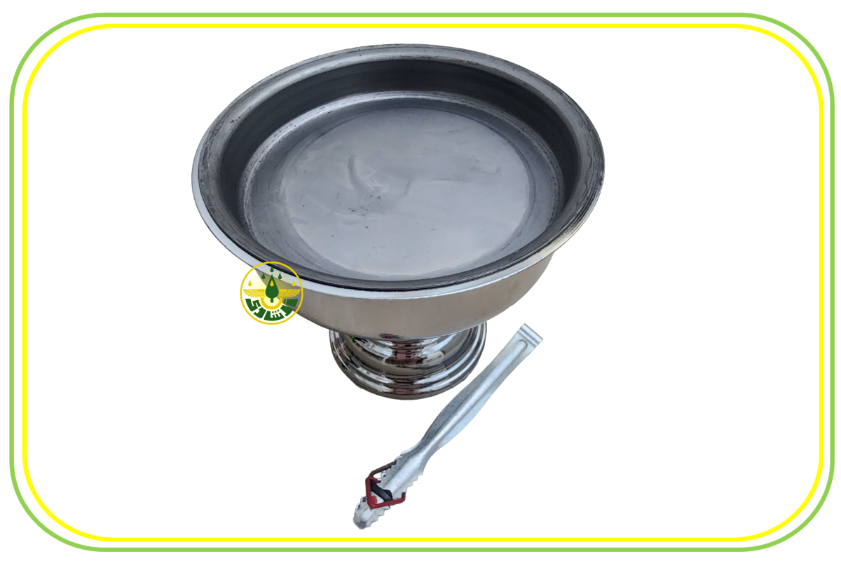 آتشدان زرتشتیان ( آپریگونی ) استیل لعابدار نقره ای با انبر 3