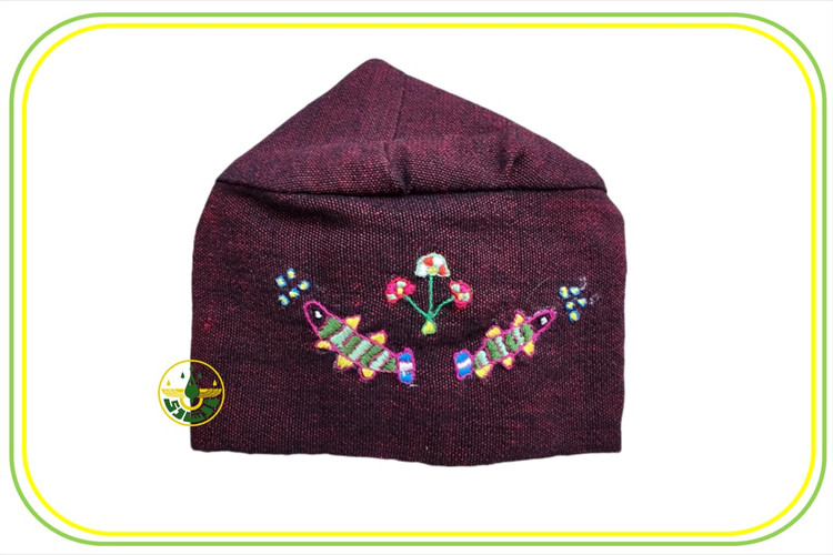 کلاه زرتشتی دوزی رنگ زرشکی 3