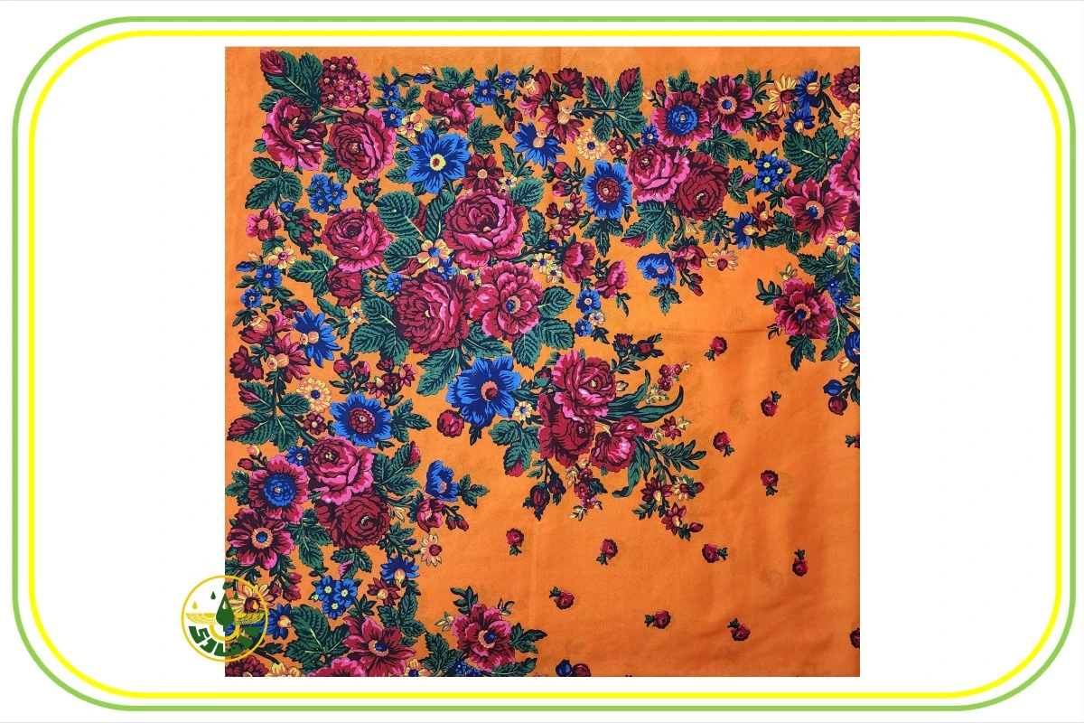 چارقد نخی بانوان زرتشتی طرح جدید نارنجی